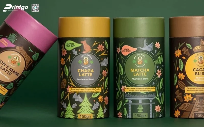 Mẫu bao bì granola dạng hộp trụ tròn