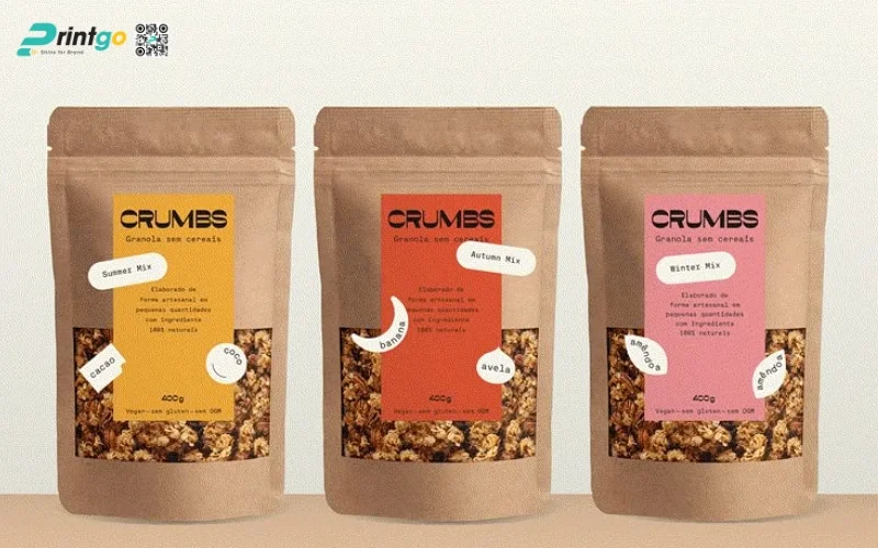 Mẫu bao bì granola dạng túi Kraft