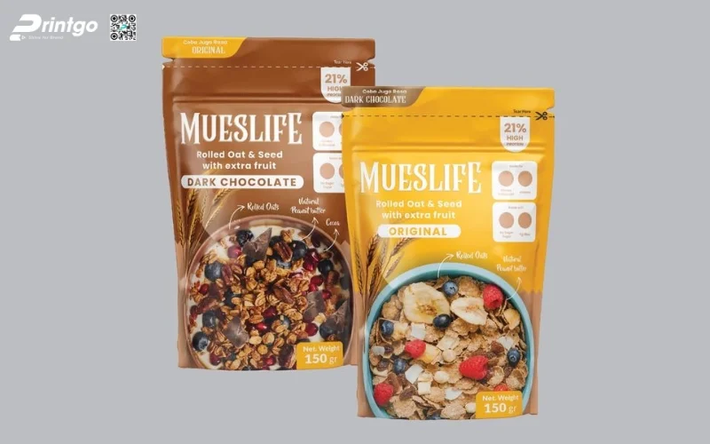Mẫu bao bì granola dạng túi zipper