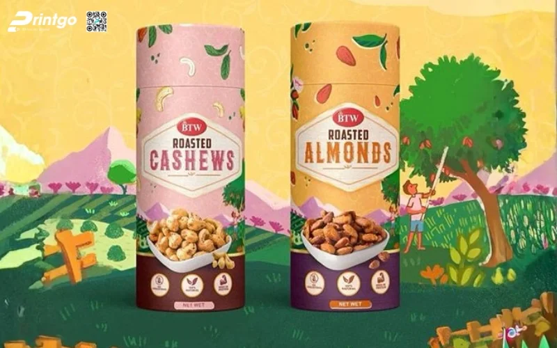 Mẫu bao bì granola dạng hộp trụ tròn