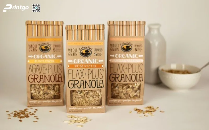 Mẫu bao bì granola dạng túi Kraft