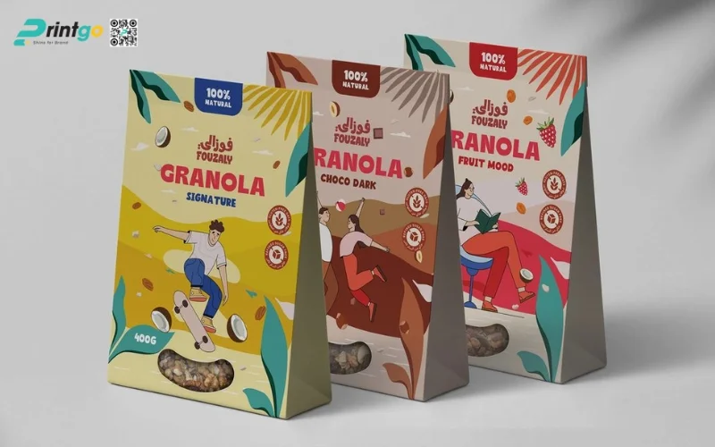 Mẫu bao bì granola dạng túi hàn biên