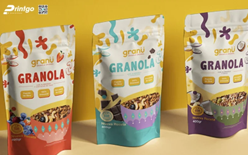 Mẫu bao bì granola dạng túi zipper
