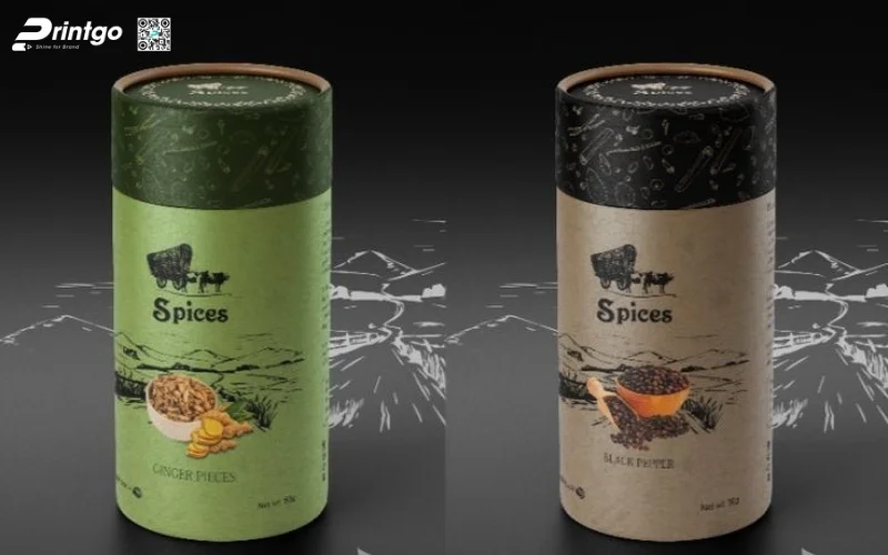 Mẫu bao bì granola dạng hộp trụ tròn