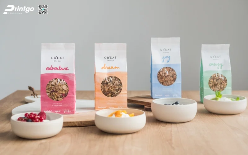Mẫu bao bì granola dạng túi hàn biên