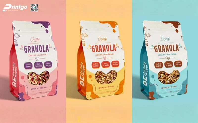 Mẫu bao bì granola dạng túi hàn biên