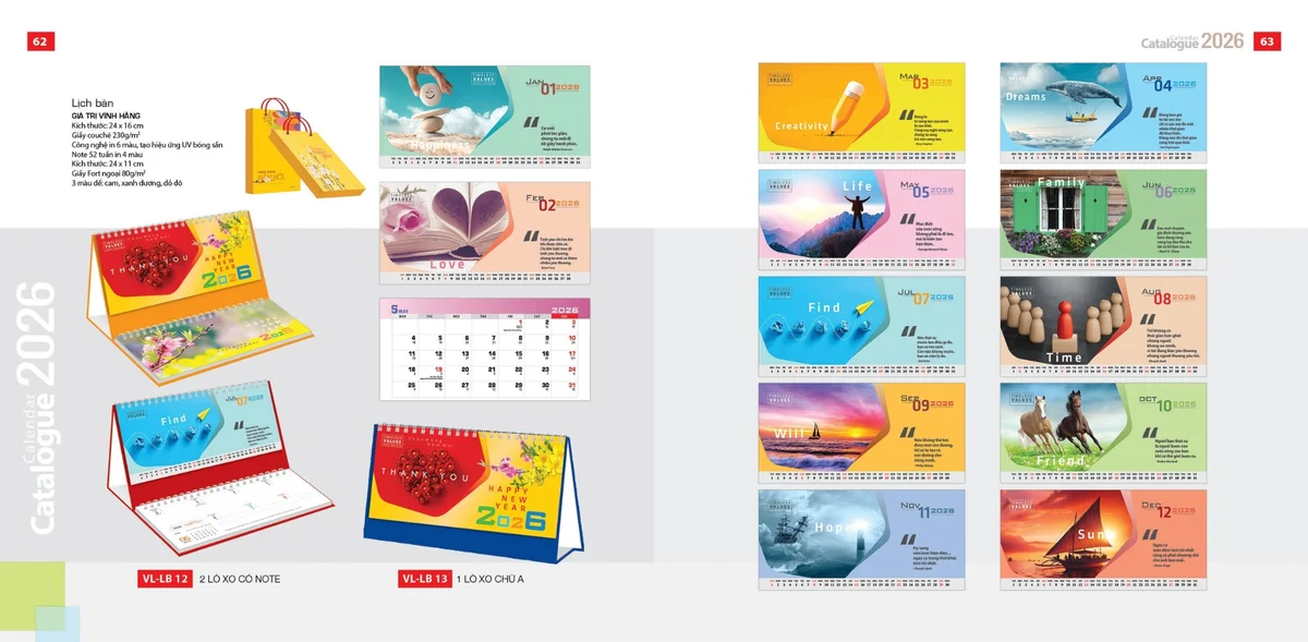 Bộ sưu tập mẫu lịch để bàn chữ M độc quyền của các NCC 2026 Bộ sưu tập mẫu lịch để bàn chữ M độc quyền của các NCC 2026