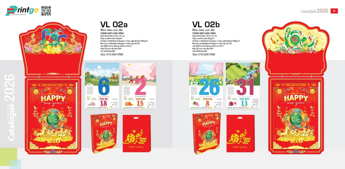 Mẫu lịch Văn Lang dạng Bloc 2026