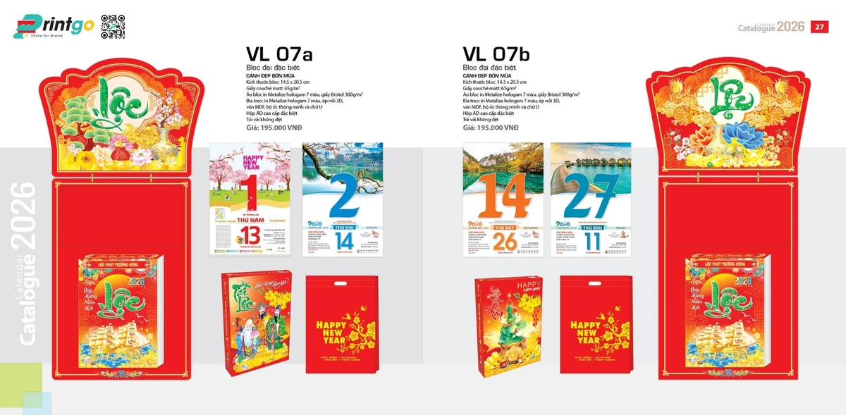 Mẫu lịch Văn Lang dạng Bloc 2026