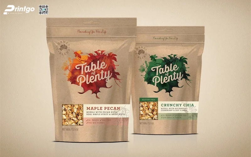 Mẫu bao bì granola dạng túi Kraft