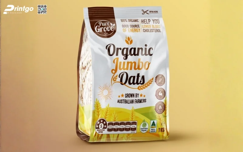 Mẫu bao bì granola dạng túi hàn biên