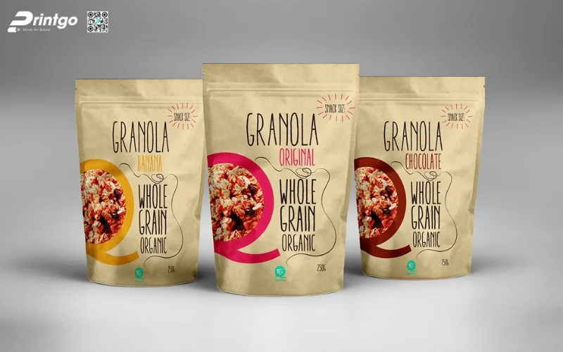 Mẫu bao bì granola dạng túi zipper
