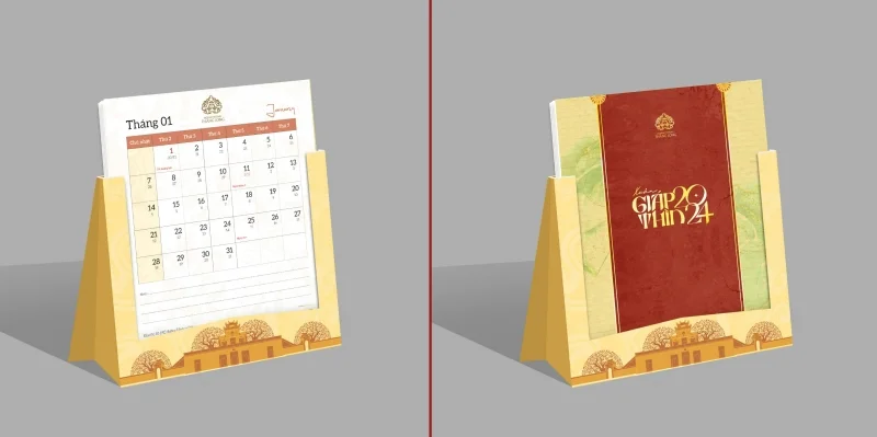 Gợi ý phương án in ấn lịch Tết “Rồng Hoàng Thành Thăng Long” đối với lịch để bàn