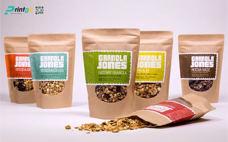 Mẫu bao bì granola dạng túi Kraft