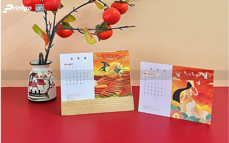 Mẫu lịch để bàn độc đáo bằng gỗ