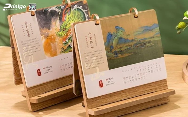 Mẫu lịch để bàn độc đáo đế gỗ
