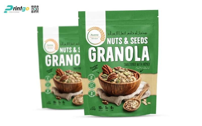 Mẫu bao bì granola dạng túi zipper