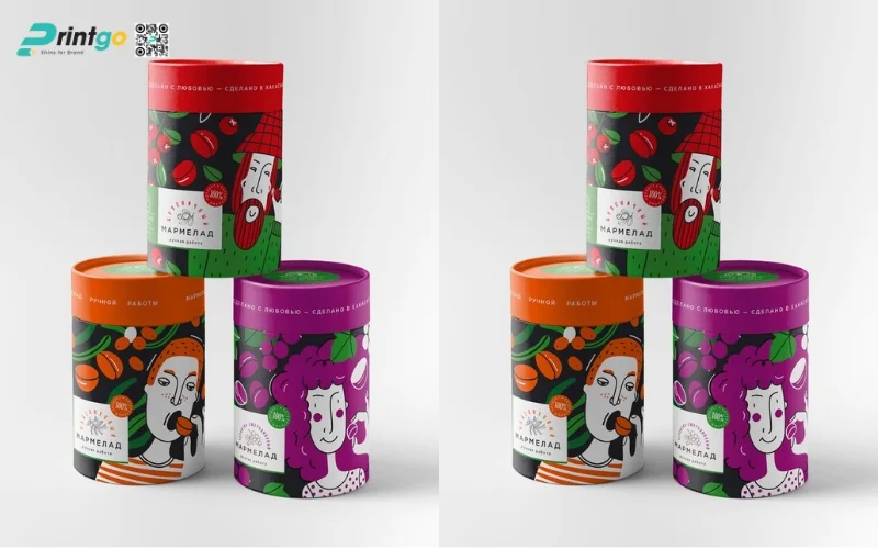 Mẫu bao bì granola dạng hộp trụ tròn