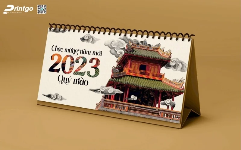 Mẫu lịch tết phong cảnh dạng lịch để bàn độc quyền