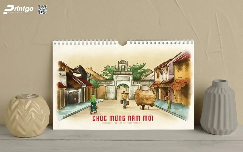 Mẫu lịch tết phong cảnh dạng lịch treo tường độc quyền