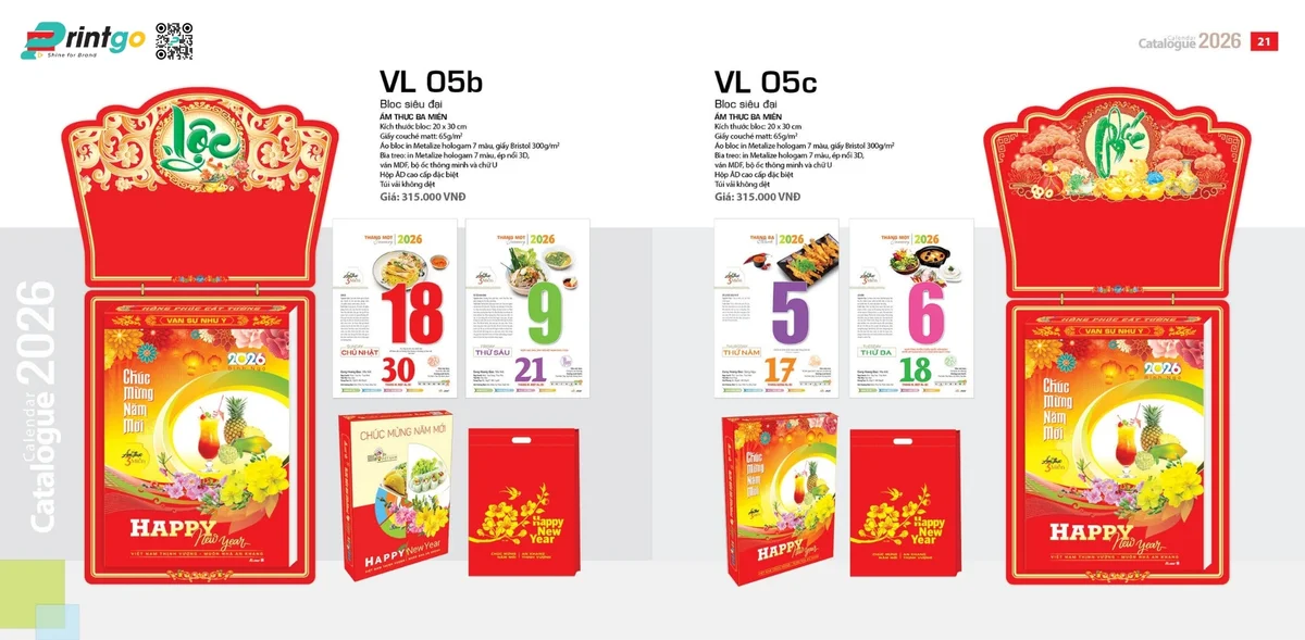 Mẫu lịch Văn Lang dạng Bloc 2026