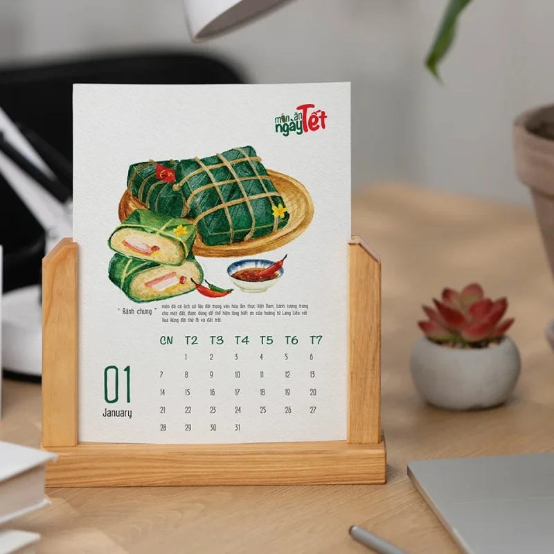 In lịch để bàn theo yêu cầu dạng gỗ đa dạng chủ đề