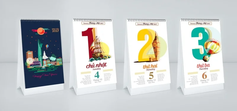 In lịch để bàn theo yêu cầu dạng chữ A thiết kế ấn tượng 