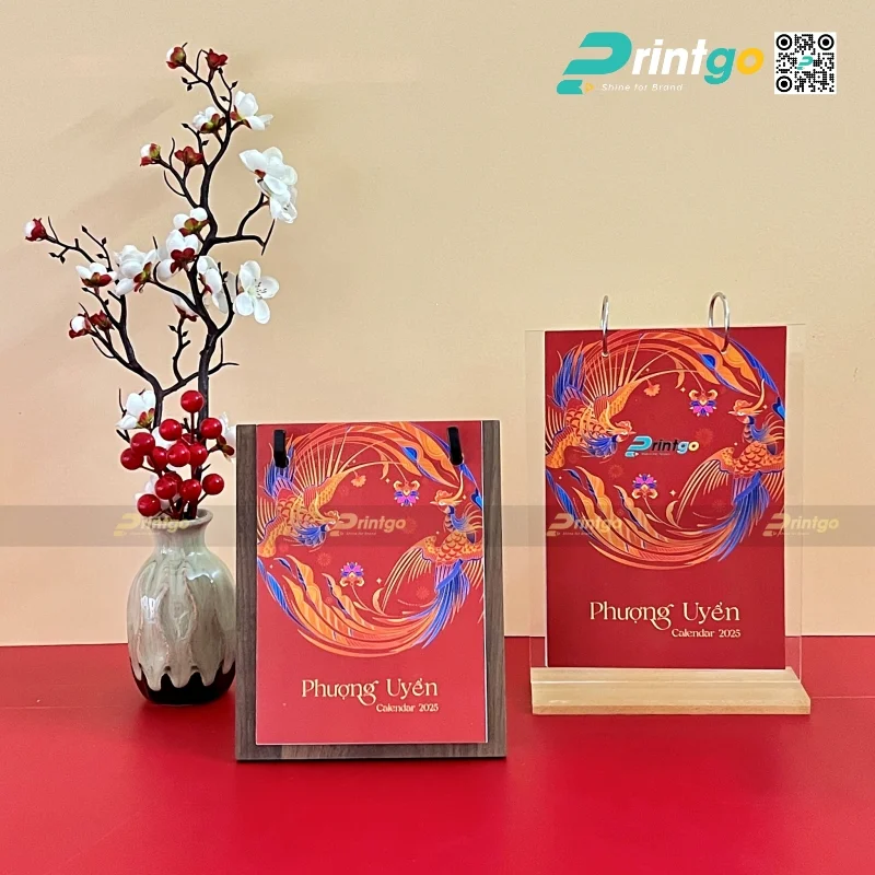 In lịch để bàn theo yêu cầu dạng gỗ độc lạ