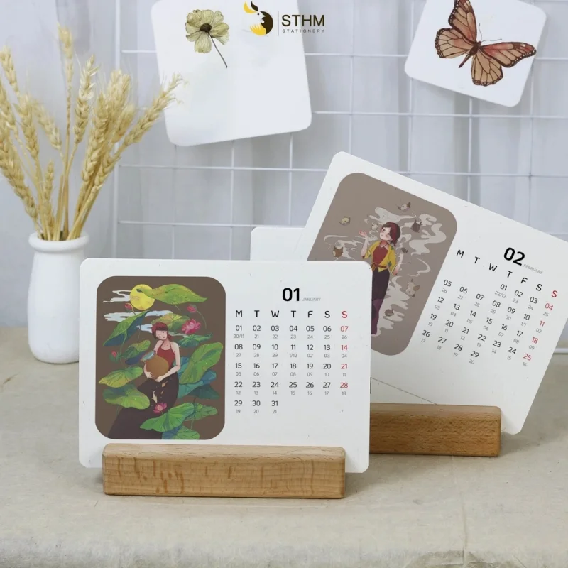 In lịch để bàn theo yêu cầu dạng gỗ đa dạng chủ đề