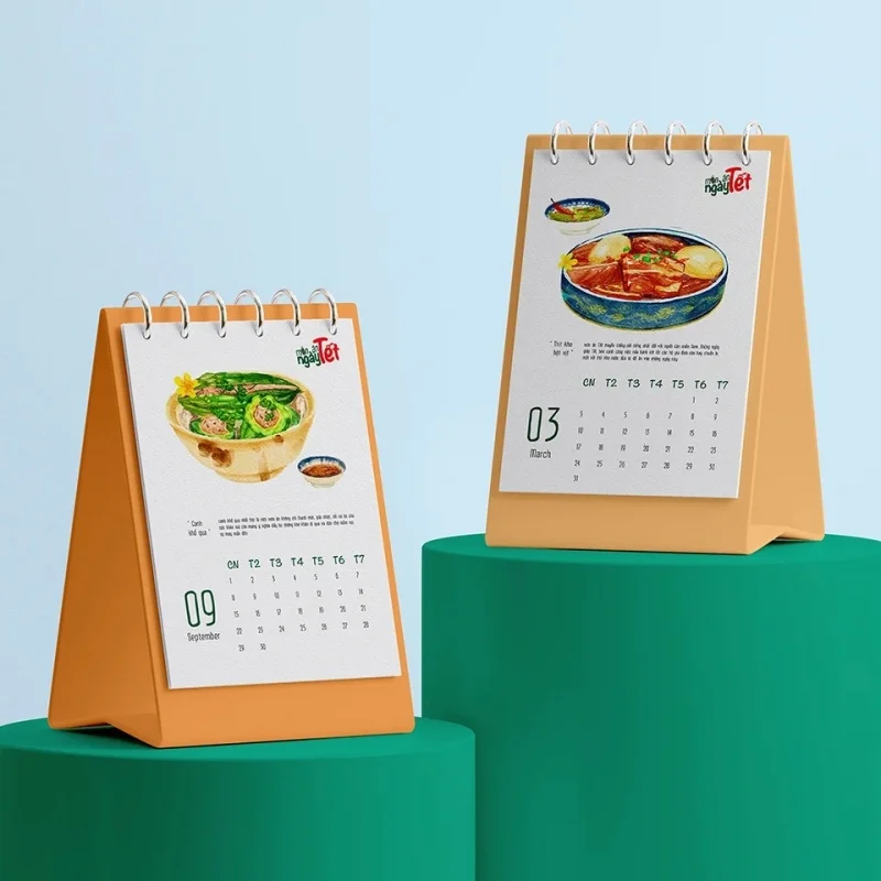 In lịch để bàn theo yêu cầu dạng chữ A thiết kế ấn tượng 