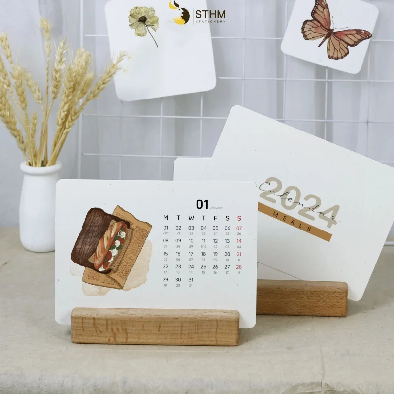 In lịch để bàn theo yêu cầu dạng gỗ độc quyền 