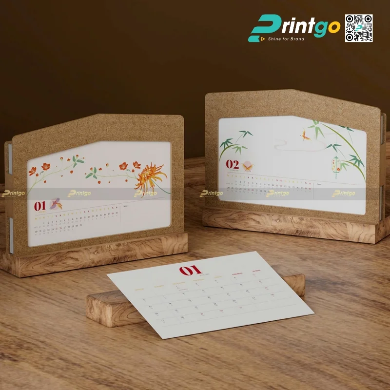 In lịch để bàn theo yêu cầu dạng gỗ chủ đề chuyến tàu đoàn tụ 