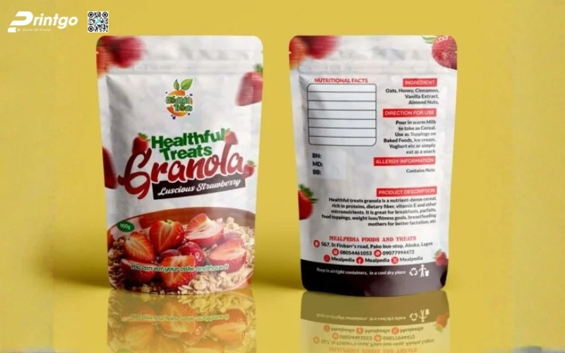 Mẫu bao bì granola dạng túi zipper