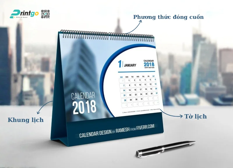 Cấu tạo lịch để bàn thiết kế