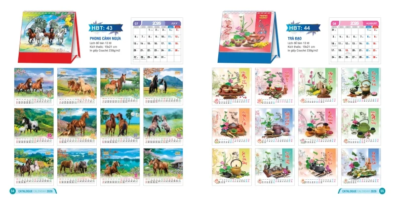 Mẫu lịch để bàn Hai Bà Trưng