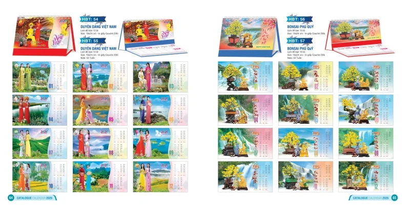 Mẫu lịch để bàn Hai Bà Trưng