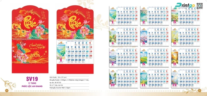Lịch 12 tháng Sen Việt gia công linh hoạt 