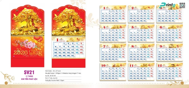 Lịch 12 tháng Sen Việt in theo yêu cầu 