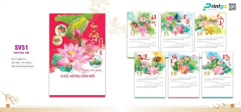 Lịch treo tường Sen Việt cuốn hút 