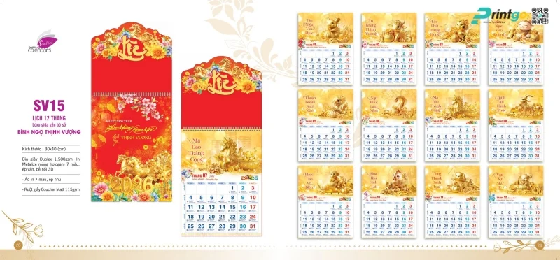 Lịch 12 tháng Sen Việt thiết kế hiện đại Lịch 12 tháng Sen Việt thiết kế hiện đại