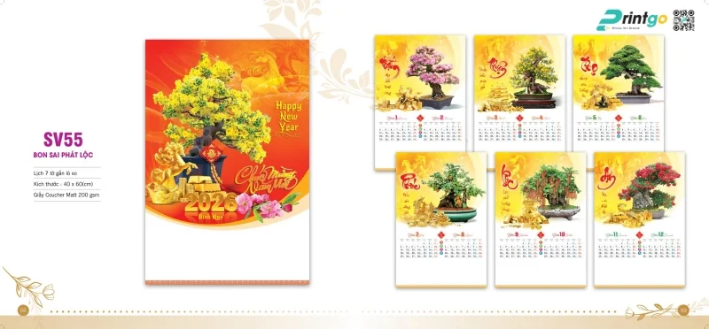 Lịch treo tường Sen Việt may mắn ý nghĩa 