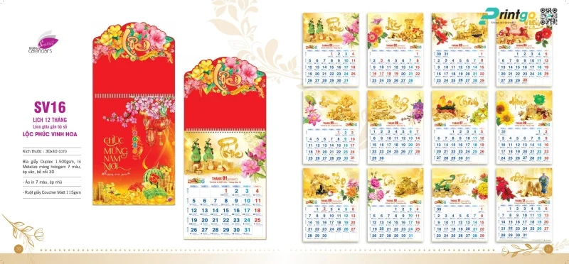 Lịch 12 tháng Sen Việt thẩm mỹ cao 