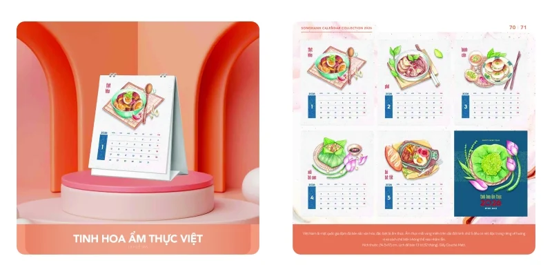  Mẫu lịch để bàn Song Hành 2026