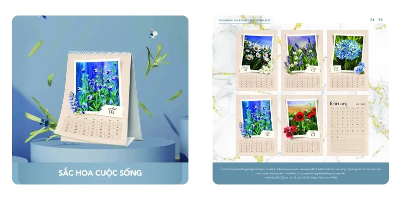  Mẫu lịch để bàn Song Hành 2026