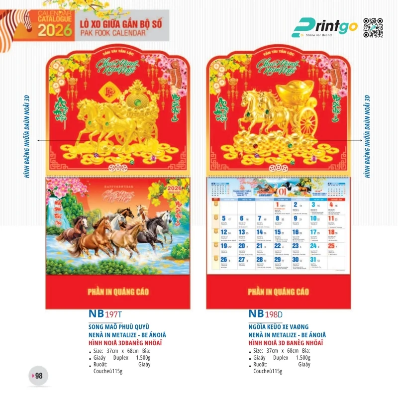 Lịch lò xo giữa Tao Đàn bền đẹp, chất lượng cao