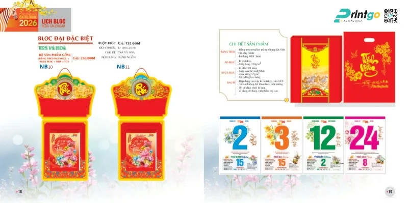 Mẫu lịch bloc Tao Đàn sang trọng 