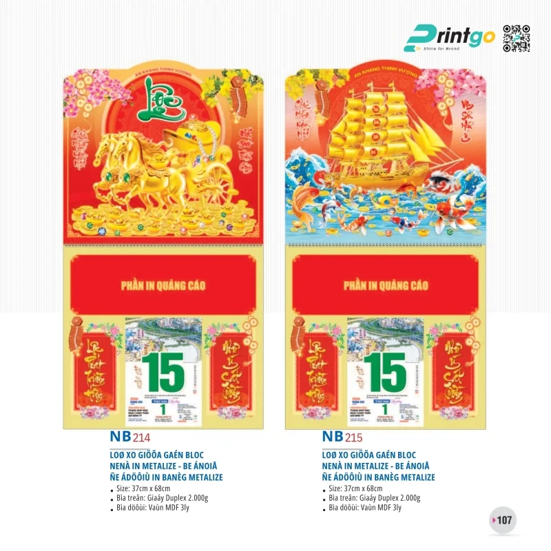Lịch lò xo giữa Tao Đàn in ấn sắc nét, bền đẹp