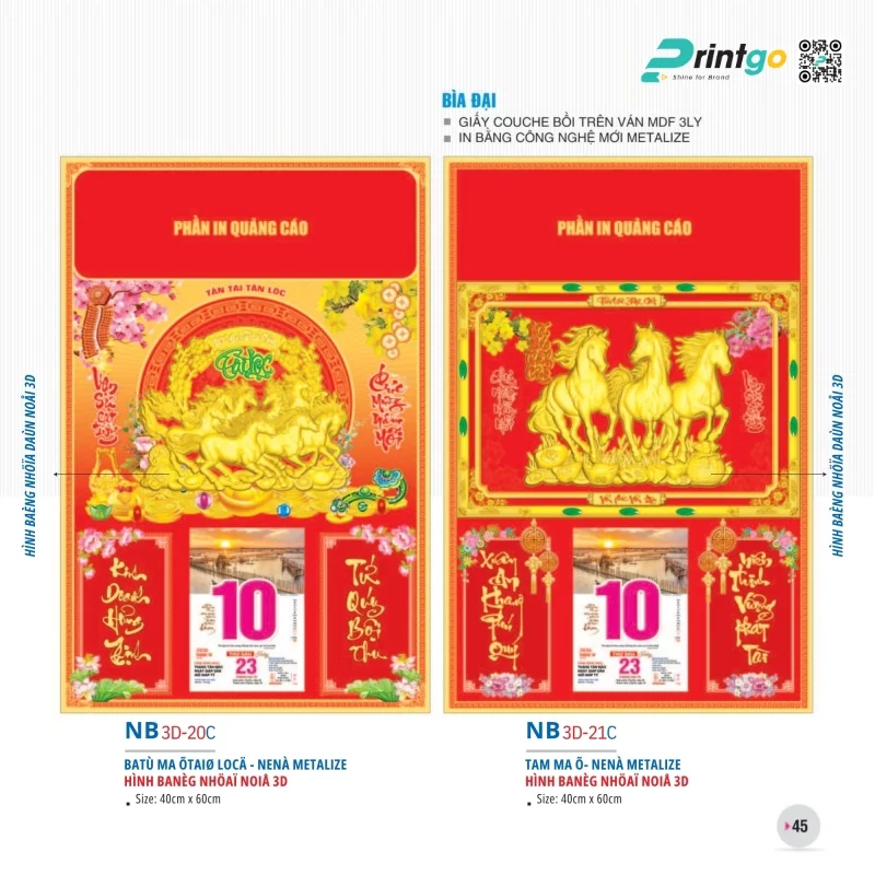Bìa lịch bloc Tao Đàn phong cách truyền thống