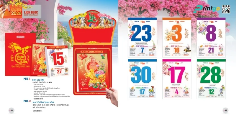Mẫu lịch bloc Tao Đàn ấn tượng 