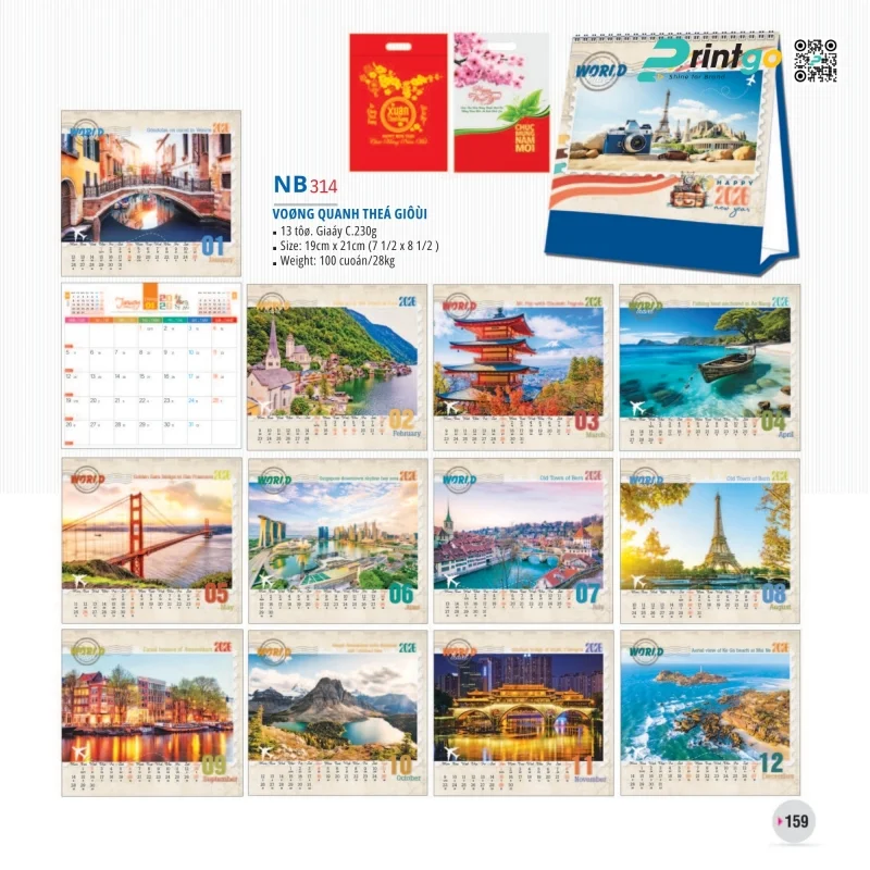 Lịch để bàn Tao Đàn màu sắc hài hòa, trang nhã
